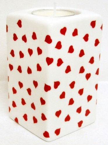 Red love hearts candle - love,