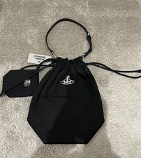 Vivienne Westwood Re Nylon Drawstring Pouch Bag Black Orb Logo RRP £300