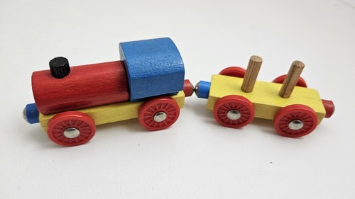Wooden train and carriage - train,