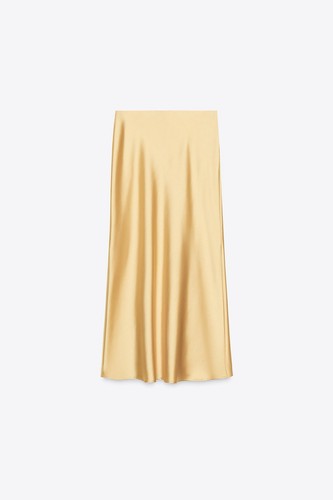 Zara satin midi skirt - skirt, yellow