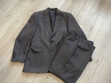 Aquascutum Grey Wool 2 Piece Suit Jacket 40S turn up Trousers W36 L29 vintage  