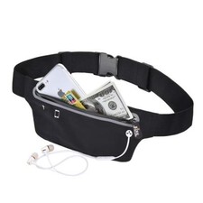Black Unisex Waist Belt Bum Bag Jogging Running Travel Pouch Keys Mobile Money