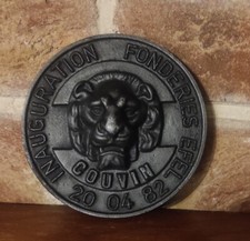 PAPER PRESS MEDAL INAUGURATION FOUNDRIES DU LION EFEL COUVIN (BELGIUM)