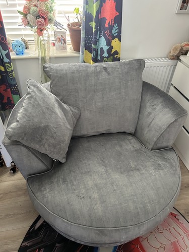 Grey swivel cuddle chair - swivel,