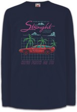 Pixel Car Straight Road Kids Long Sleeve T-Shirt Racer Gamer Gaming Retro Arcade