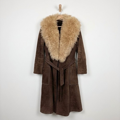 Vtg brown suede shearling - vtg,