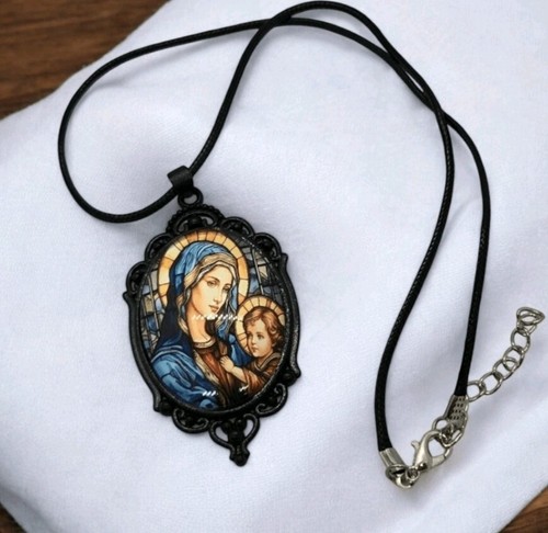 Oval madonna child - oval, glass