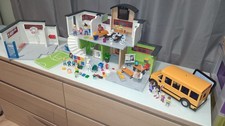 Playmobil 9453 Large School & School Bus & Free Gym Used / Clearance
