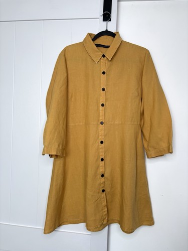 Zara 100 linen yellow - linen, dress