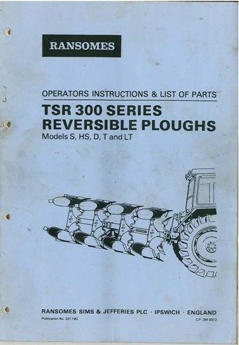 Ransomes tsr300 plough - ransomes, s,