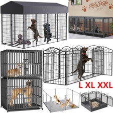 XXL Dog Crate Indestructible Dog Cage Kennel Running Wheling Playpen Secure Door