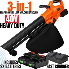40V Cordless Leaf Blower 2x Batteries Charger 3in1 Vacuum Leaves Shredder 150MPH