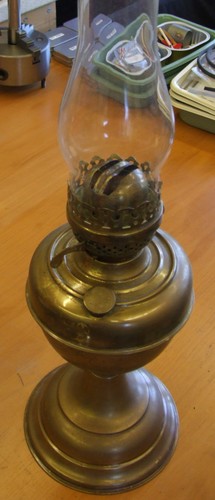 Vintage oil lamp with brass - vintage,