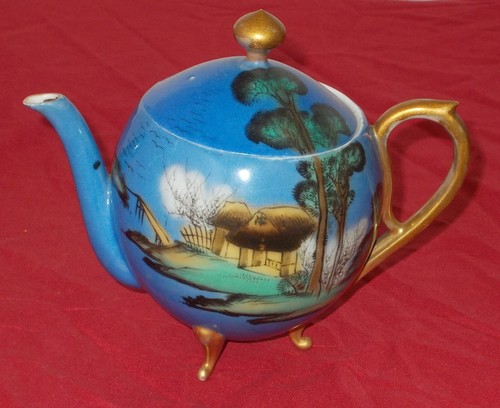 Unusual early handpainted blue - handpainted,