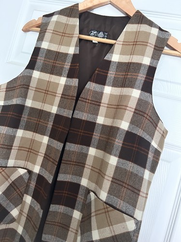 Vintage brown ivory tartan - ivory,