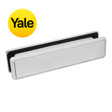 YALE UPVC DOOR LETTERBOX LETTER PLATE WHITE (WHITE SURROUND)