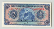 HAITI 2 Gourdes 1964, P-186a, André/Beauvoir/Murat, Original UNC, AJ037764. H3