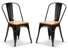 2 Black With Oak Wood Seat