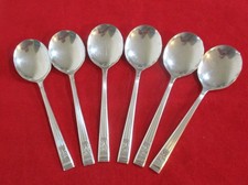 6 Vintage Thomas Turner Pedigree Plate Silver Plated Soup Spoons 18cm