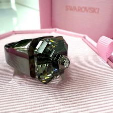 SWAROVSKI Numina Ring Size 55 Black Crystal cocktail Ruthenium Plated In Box