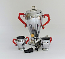 VINTAGE ART DECO UL LA BELLE SILVER COMPANY CHROME COFFEE PERCOLATOR SET c1930