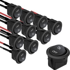 10Pcs round rocker switch 12V ON Off Switch 12 Volt DC Toggle Switch 2 Pin SPST