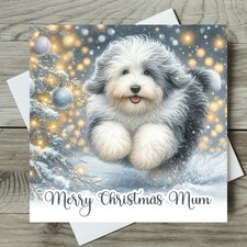 Old English Sheepdog Christmas Card Dog Personalised Any Name