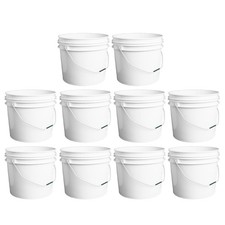 [Set of 10] 16L White Plasterers Mixing Bucket with Handle Heavy Duty Plastic