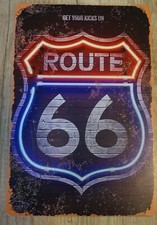 Vintage Route 66 Neon-Metallschild 30x20 CM