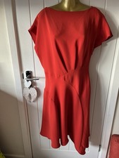 Reiss Burnt Orange Asymmetrical Dress Size 14 Occasion Smart Boat Neck