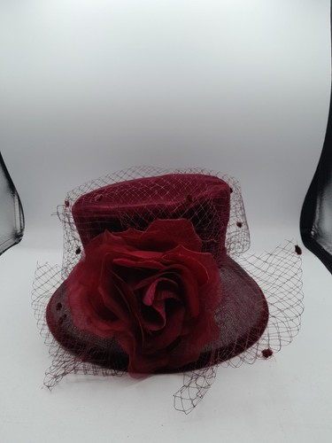 Maroon velvet pillbox hat - pillbox,
