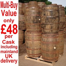 6 Oak Barrels, whisky/beer. 40 gallon wooden keg barrels. Ideal for gardens.