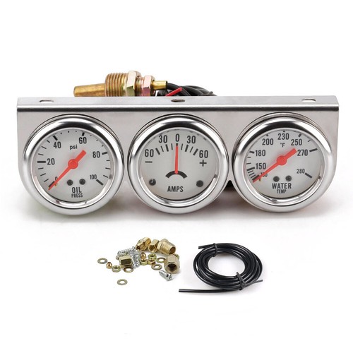 52mm triple gauge chrome - 52mm,