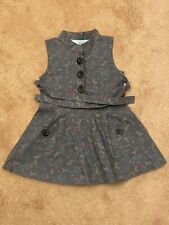 Feu Follet Girls Dark Grey Horse Patterned Sleeveless Dress - Age 3-4 Years