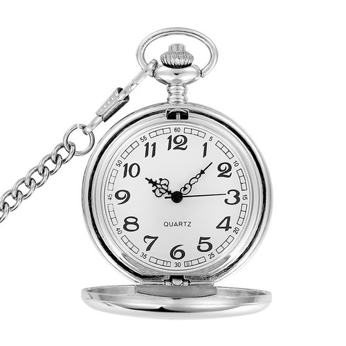 Silver pocket watch for men - silver,