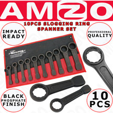 Neilsen CT0570 Slogging Ring Spanner Set 10pc 24-50mm Heavy Duty Roll Pouch