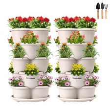 10Pcs Planter Trio Stacking Stackable Outdoor Garden Plastic Plant Pot
