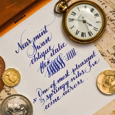 Vintage Swan Mabie Todd BCHR Fountain Pen Stub Italic Flexible 14k Gold Nib Mint