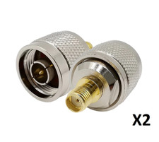 2x N Type Male Plug to SMA Female Socket RF Adapter Connector Converter Uk sell