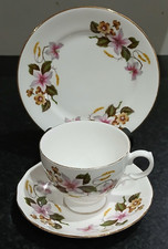 Vintage Gainsborough Bone China Cup Saucer Side Plate Windermere 2nd Quality