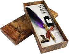 Artistic Purple Dip Pen Set with Feather and Ink - Perfect Gift for Calligraphy
