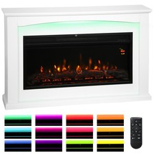HOMCOM 1000W/2000W Inset Electric Fire and Mantel Reach up to 30 m², White
