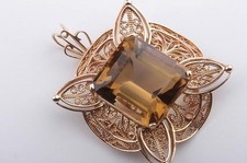 Pendant Giant Topaz 585 Rose Gold 14kt Gold Antique Handmade *.