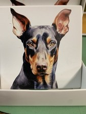 Ceramic Coasters Selection Of Dogs, Labrador, french Bulldog, Doberman, Pug.