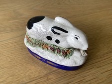 Antique English Staffordshire Rabbit Hare Mantle Piece-Cobalt Base-3.5”