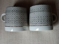 X 2 Dartington Pottery Porcelain Coffee Mugs V G C Used Grey And Gold. Coloured