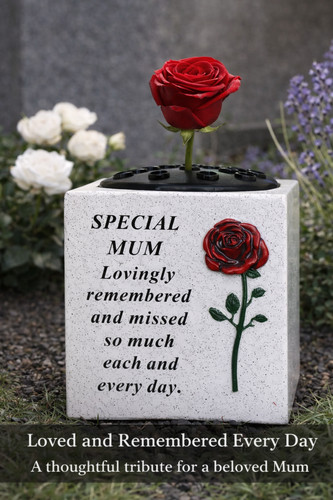 Mum memorial grave vase rose - memorial,