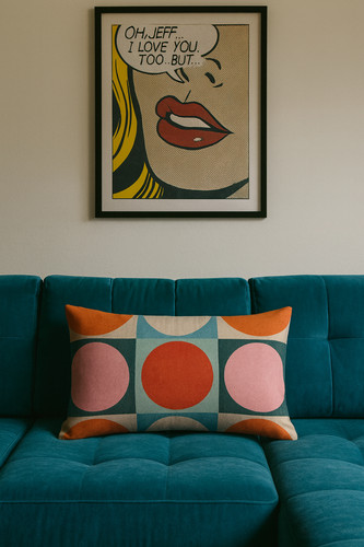 Retro geometric cushion - geometric,