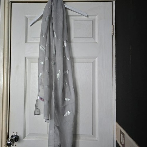 Atmosphere grey feather shawl