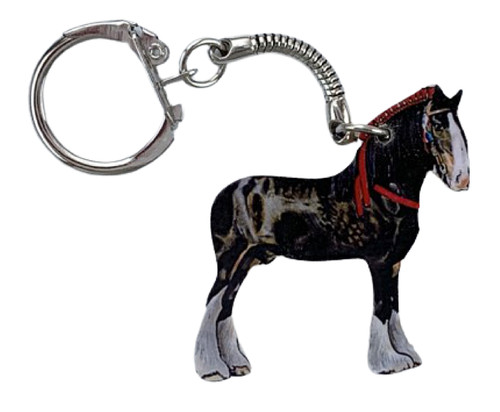 Brown shire horse keyring - shire,